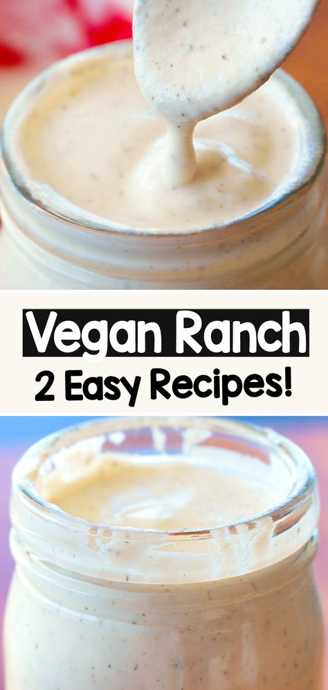 This homemade creamy vegan ranch dressing is simple to make and perfect for salads! #vegan #ranch #dressing #vegandressing #salad #veganrecipe #healthy Vegan Ranch Dressing Recipe, Vegetarian Plan, Homemade Vegan Ranch Dressing, Allergy Diet, Diy Condiments, Vegan Stuffed Shells, Scrambled Tofu Recipe, Vinegar Sauce, Vegan Ranch Dressing