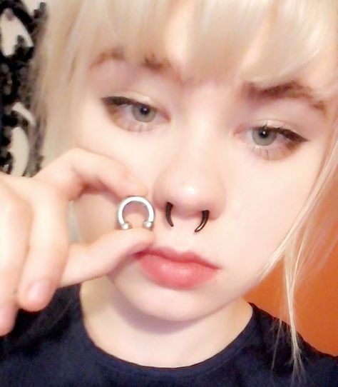 Sharp Septum Piercing, Thick Septum Piercing, Stretched Septum Pincher, 16g Septum Piercing, Stretched Septum Jewelry, Septum Piercing Stretched, Stretched Septum 10g, 2023 Piercings, Stretched Septum Piercing