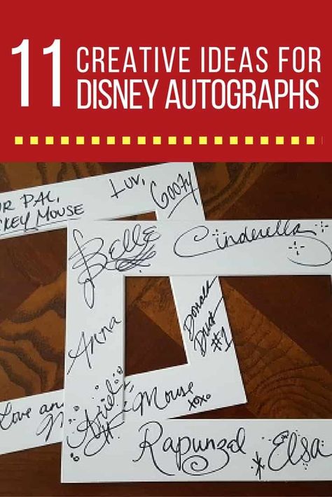 These photo mats with autographs are perfect for framing those Disneyland photos Ideas For Disney Characters To Sign, Disney Autograph Frame, Character Autograph Ideas, Disney World Autograph Ideas, Disney Autograph Ideas, Autograph Ideas, Character Signatures, Disney Signatures, Disney Characters Signatures