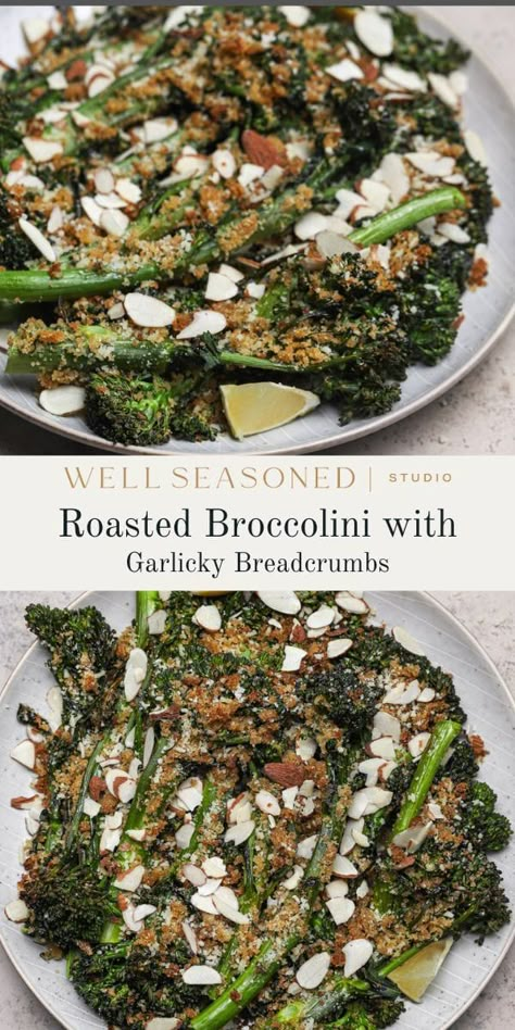 Brocolini Recipes Roasted, Broccolini Recipe Side Dishes, Roasted Broccolini Recipe, Brocolini Recipes, Broccolini Recipe, Vegetable Ideas, Breadcrumb Topping, Roasted Broccolini, Parsnip Puree