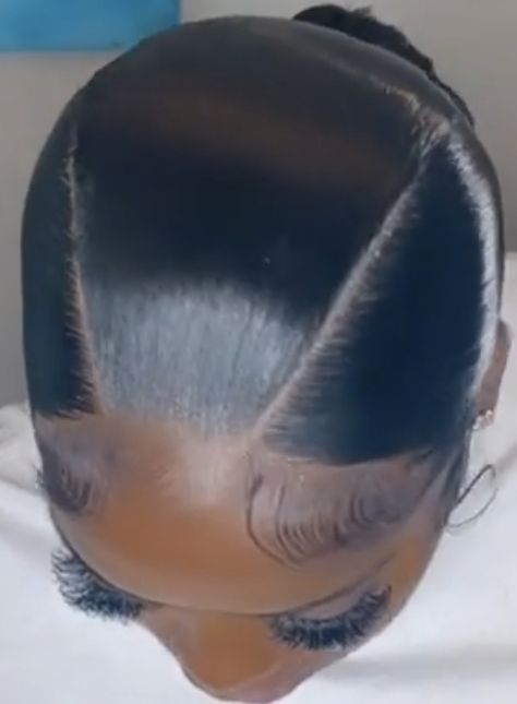 Two Part Slick Back Ponytail, Natural Hair Slick Hairstyles, Bun Black Hairstyles, 3 Way Part Slick Back, Sleek Back Natural Hair, V Slick Back Ponytail, Cute Low Bun Hairstyles For Black Women, Sleek Ponytail Hairstyles Natural Hair, Slick Back Ponytail No Part