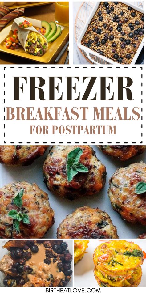 Postpartum freezer breakfast meals to get through the 4th trimester! Be sure to include make ahead breakfasts in your postpartum meal prep. These healthy postpartum freezer meals for breakfast are great to heat and eat on busy mornings with a new baby. Great freezer meals to make for a new mom too! Frozen Dinner Ideas Make Ahead, Best Postpartum Recipes, Postpartum Meal Prep Breakfast, Meal Prep For The Freezer, Maternity Leave Meal Prep, Frozen Meal Prep For New Mom, Easy Postpartum Breakfast, Healing Postpartum Freezer Meals, Post Partum Breakfast Meal Prep