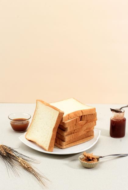 Bakery Concept, Concept Picture, Clear Background, Strawberry Jam, White Bread, Caramel Sauce, Premium Photo, Food Photo, Cheesecake