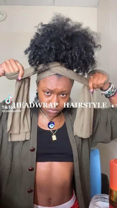 Natural Hairstyles With Head Wrap, Natural Wrap Hairstyles Black Women, Head Scarf Styles Black Women Natural Hair, Head Wrap Afro Puff, Braids With A Hat Black Women, Scarf With Ponytail Hairstyles Black Women, 4c Natural Hairstyles Headwrap, Black Women Hair Wraps, Scarf Puff Natural Hair