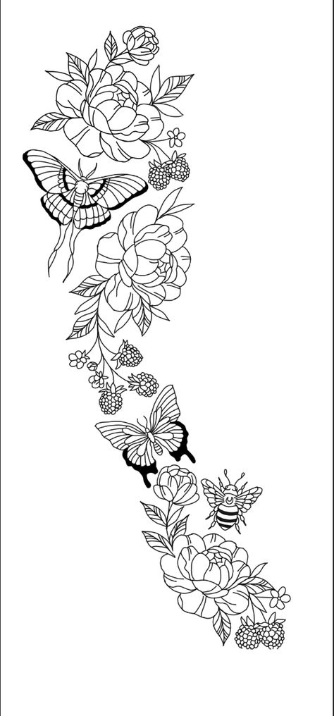 Outline Leg Tattoo, Sleeve Tattoo Outlines For Women, Leg Tat Stencil, Leg Tattoo Stencils For Women, Thigh Tattoo Stencils For Women, Leg Template For Tattoo, Flower Tattoos Thigh, Thigh Tattoos Women Stencil, Flower Leg Tattoos Women