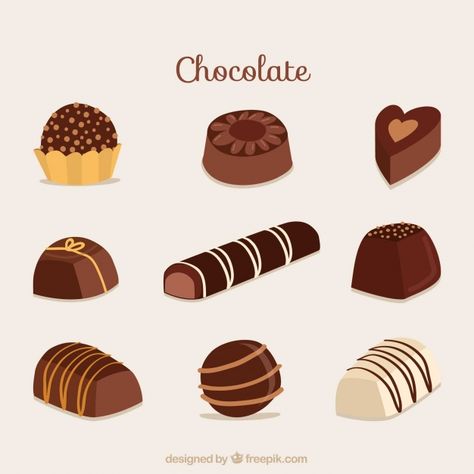 Set of bars and pieces of delicious chocolate. Download for free at freepik.com now! #Freepik #freevector #vector #food #chocolate #sweet #sugar Choco Truffle, Chocolate Illustration, Candy Vector, Confectionery Shop, Chocolate Drawing, Chocolate San Valentin, Cute Chocolate, Cake Logo, Chocolate Design