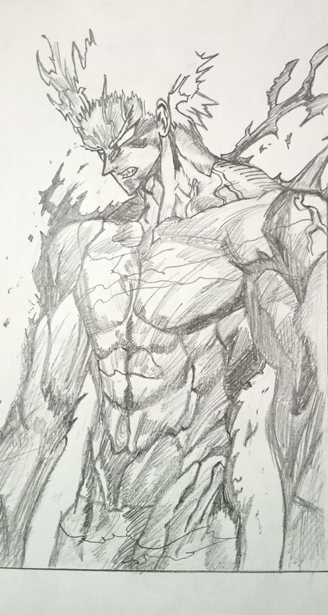 Garou's awakening One Punch Man Sketch, Garou One Punch Man, Manga Sketch, King Anime, Man Drawing, Drawing Pencils, Man Sketch, Demon King Anime, Demon King