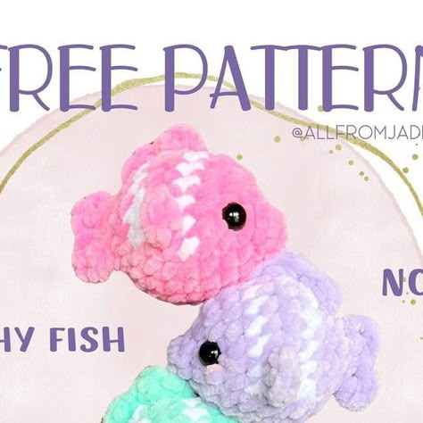 Mini Crocheted Stuffed Animals, Crochet Fish Plush, Crochet Fish Pattern Free Amigurumi, Small Plush Crochet Pattern Free, Crochet Bass Fish Pattern Free, Free Fish Crochet Pattern, Crochet Plushie Pattern Free, Free Crochet Turtle Patterns, Chunky Yarn Amigurumi Free Pattern