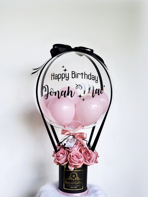 Birthday Bobo Balloon Ideas, Bubble Balloon Centerpieces, Bobo Balloons, Bobo Balloon, Balloon Bouquet Diy, Valentines Balloons, Balloon Box, Balloon Sculptures, Balloon Gift