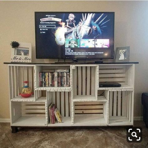 Tv Stand Diy, Crate Tv Stand, Pallet Tv Stand, Ruang Tv, Furnitur Ruang Keluarga, Tv Stand Designs, Diy Tv Stand, Dekor Diy, Crate Furniture