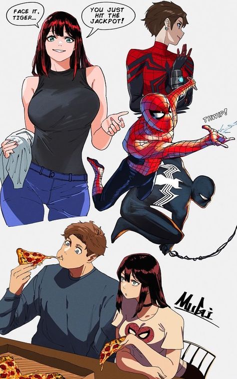 Mayday Parker Fanart, Peter And Mary Jane, Peter Parker Fanart, Spider Man Fanart, Spiderman Comic Covers, Mayday Parker, Image Spiderman, Spiderman Artwork, Marvel Fan Art