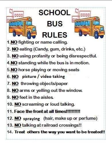 Bus Rules, Bus Humor, School Bus Driver Gift Ideas, Safety Worksheets, School Bus Driving, Bus Information, School Bus Safety, Bus Crafts, Bus Safety