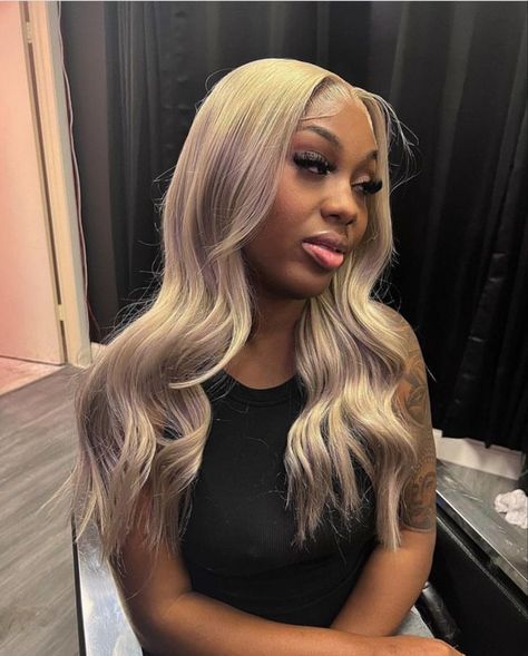 Ash Blonde Middle Part Black Women, Ash Blonde Hair On Dark Skin, Ash Blonde Wig Hairstyles, Ash Blonde Dark Skin, Ash Blonde On Dark Skin Black Women, Blonde Hair On Dark Skin, Hair Tease, Dark Blonde Wig, Dark Skin Blonde Hair