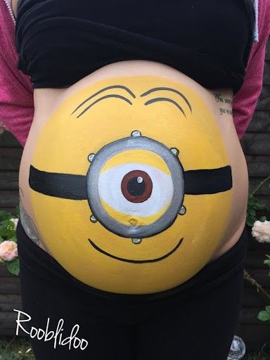 Minion Baby, Bump Painting, Belly Paint, Pregnant Belly Painting, Belly Pics, Pregnant Halloween Costumes, Belly Art, Belly Bump, Pregnancy Art