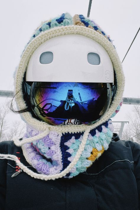 Over Helmet Ski Hood Crochet, Crochet Snowboard Helmet Cover, Crochet Ski Helmet Cover Pattern, Crochet Ski Helmet Cover, Snowboarding Balaclava, Ski Crochet, Crochet Ski Mask, Balaclava Knit, Balaclava Ski Mask