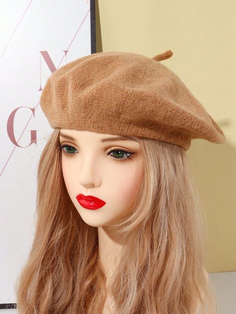 1pc Women's Knitted Warm French Beret Hat, Suitable For Daily Wear Vintage CasualI discovered amazing products on SHEIN.com, come check them out! French Beret Hat, Faux Fur Bucket Hat, Fur Bucket Hat, French Beret, Hat Size Chart, Tulle Tutu Skirt, Chic Pattern, Tulle Tutu, Beach Skirt