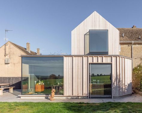 Hall Construction, Kitchen Extensions, Circle House, Larch Cladding, Large Open Plan Kitchens, Corner Window, Rear Extension, Wood Cladding, Timber Cladding