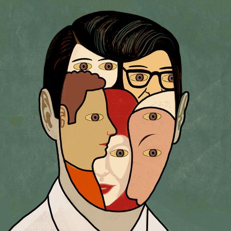 Multiple Personalities | Beppe Giacobbe Illustration Dark Art Illustrations, Identity Art, Art Plastique, 그림 그리기, Graphic Design Illustration, Collage Art, Graphic Illustration, Amazing Art, Stock Illustration