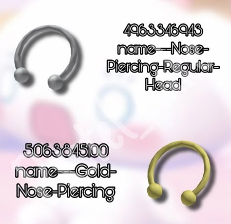 Nose Piercing Roblox Id Code, Bloxburg Accessories Codes, Roblox Accessories Codes, Bloxburg Accessories, Roblox Face Codes, Id Brookhaven, Bloxburg Decor, Accessories Codes, Nose Peircing