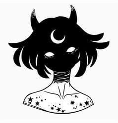 Dark Art Inspiration, Creepy Cute Tattoo Ideas, Mystical Creature Drawing, Cute Spooky Drawings, Dark Anime Tattoo, Drawing Ideas Dark, Mystical Drawings, Horns Drawing, Demon Drawing