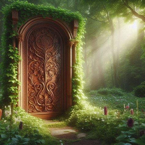 ✅A stunning fantasy forest scene with an ornate wooden door surrounded by lush greenery and sunlight filtering through the trees. A magical wooden door in an enchanted forest, with intricate carved details, surrounded by verdant foliage and beams of warm sunlight, in the style of a fantasy illustration, highly detailed, cinematic lighting, photorealistic. #adobephotoshop #adobeillustrator #adobe #artificialintelligence #leonardoai #illustrator #graphicdesign #graphicdesigner #design #designin... Forest Door, Magical Tree, Cinematic Lighting, Fantasy Forest, Poetry Inspiration, Lush Greenery, Fantasy Illustration, Enchanted Forest, Dream Bedroom