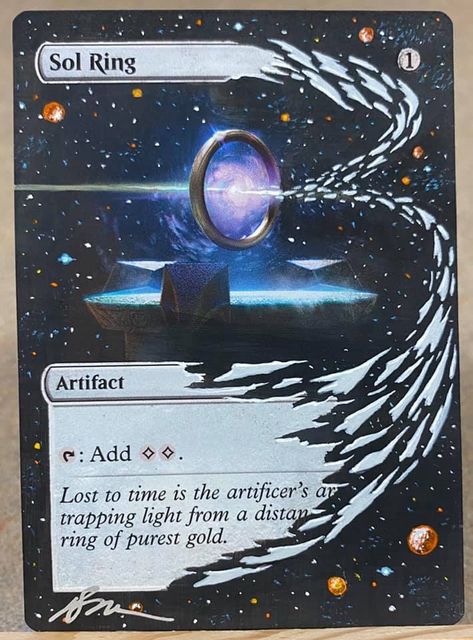 From MTG fan art and alters community. Mtg Fan Art, Mtg Card Alters, Sol Ring Mtg Altered Art, Magic The Gathering Card Art, Magic The Gathering Fan Art, Mtg Custom Cards, Mtg Card Art, Mtg Altered Art Land, Mtg Altered Art Cards