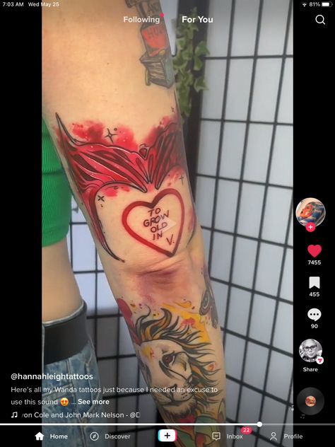 Wanda Tattoos, Wanda Tattoo, Scarlet Witch Tattoo, Marvel Sleeve, Witch Tattoos, Marvel Tattoos, Wanda Vision, Witch Tattoo, Scarlett Witch