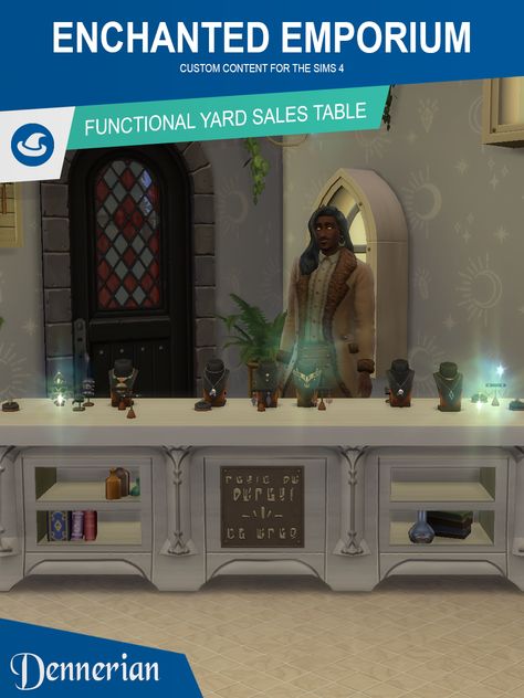 Sims 4 CC - Enchanted Emporium Spellcaster Yard Sale Table — DennerianCC Sims 4 Supernatural Cc, Witchy Woman, Sims 4 Build, Yard Sale, Maxis Match, Enchanted, Sims 4, Supernatural, Yard