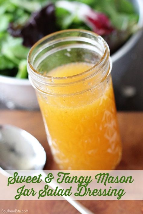 Sweet & Tangy Mason Jar Salad Dressing - Southern Bite Tangy Salad Dressing, Beef Tips And Rice, Jar Salad, Salad Dressing Recipe, Salad Dressing Recipes Homemade, Mason Jar Salad, Salad In A Jar, Homemade Salads, Melting Pot