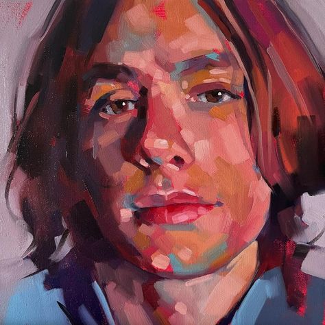 Jane French on Instagram: “Completed portrait #38 ‘Pijula’, oil on canvas, 20cm x 20cm #100heads : For this portrait I applied a coloured ground of bright red. I was…” Famous Self Portraits, Portraiture Artist, Ap Studio Art, Colorful Oil Painting, Colour Painting, Oil Painting Portrait, Colorful Portrait, Ap Art, Abstract Portrait