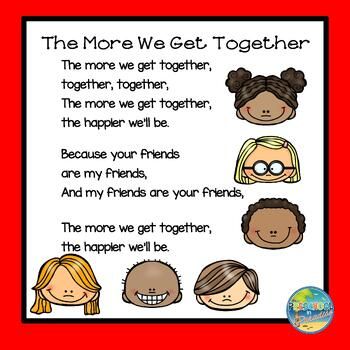 Songs, Rhymes, and Fingerplays are super important aspects of Early Childhood Education. These activities are essential elements to use when teaching little ones. They provide children with opportunities to participate in a wide range of visual, auditory, kinesthetic, and tactile activities.  Children can memorize Nursery Rhymes, play with rhyming words and sounds, and be silly while participating in these activities. This resource will provide you with the following items associated with the fa My Class Is A Family Activities Preschool, Songs And Fingerplays Preschool, Kindness Songs Preschool, Back To School Fingerplays, The More We Get Together Song, Family Theme Preschool Activities Circle Time, Friendship Songs Preschool, Preschool Songs About Family, Preschool Songs About Friends