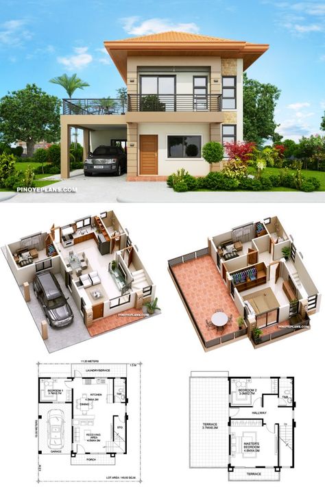 Havana Is A Two Storey House With 3 Bedrooms With Usable Floor Area Of Philippines House Design, Small Modern House Plans, Two Story House Design, 2 Storey House Design, Two Story House Plans, Two Story House, Modern Small House Design, Best Modern House Design, Simple House Design