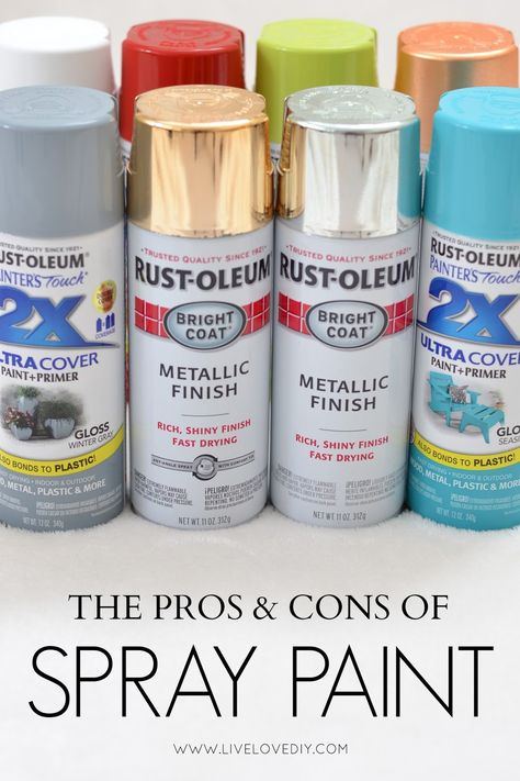 Everything you need to know about spray paint all in one place! This is great! Spray Paint Tips, Paint Tips, Folding Origami, Paint Furniture, Painting Tips, Diy Projects To Try, Spray Painting, Pros And Cons, Household Hacks