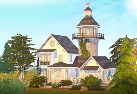 Sims 4 House Plans, Sims 4 Houses, Sims 4 Build, Sims House, Sims Cc, Lighthouse, Sims 4, Home And Family, House Plans