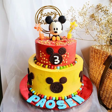 Cake 2 Tier, Mickey Mouse Cake, Mouse Cake, Oreo, Butter Cream, Birthday Cake, Butter, Baking, Cream