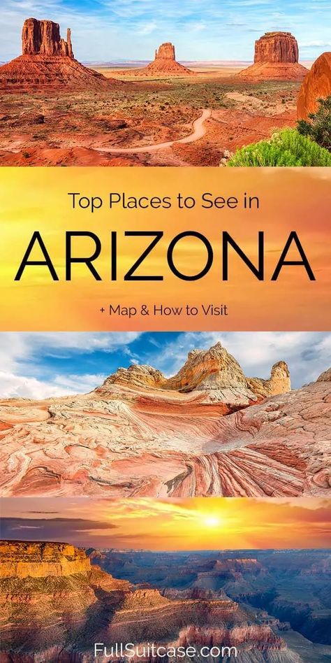 26 Amazing Places to See in Arizona (+ Map & How to Visit) Things To Do Arizona, Arizona Travel Guide, Arizona Trip, Arizona Map, Trip To Grand Canyon, Arizona Adventure, Arizona Vacation, Travel Outfit Plane, Visit Arizona