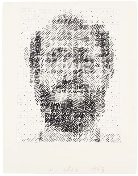 Artwork by Chuck Close, Self-Portrait, Made of make-up and graphite on paper Chuck Close Art, Chuck Close Portraits, Artist Grid, Dot Drawing, Dotted Drawings, Chuck Close, Gcse Art, Ink Art, Abstract Prints