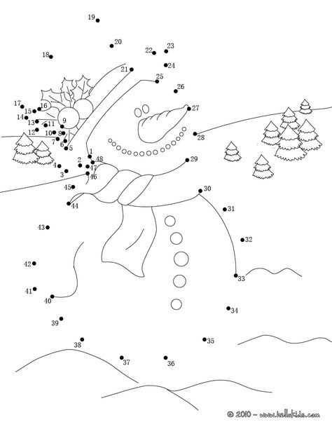 Snowman for Xmas printable connect the dots game Christmas Dot To Dot, Connect The Dots Game, Dot To Dot Puzzles, Dot To Dot Printables, Dots Game, Dot Worksheets, Free Games For Kids, Christmas Worksheets, Kids Worksheets Printables