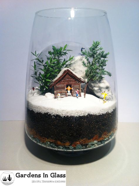 Snow Terrarium, Winter Terrarium, Christmas Terrariums, Salsa Garden, Winter Snow Globe, Rock Painting Flowers, Small Terrarium, Terrarium Ideas, Pot Painting