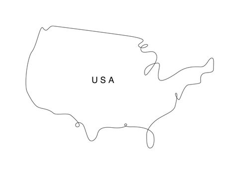 United state of America Continuous line map. Line art USA map.  vector illustration north America. Single outline west world. Usa Map Aesthetic, America Map Illustration, Map Line Art, West World, Maps Aesthetic, Map Outline, Inspiration Tattoo, America Map, United State