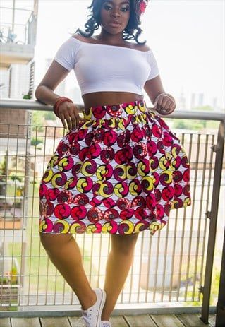 Kimoko+Midi+Skirt African Midi Skirt, Wax Print Skirt, African Print Midi Skirt, Ankara Top Styles, Chitenge Outfits, Maternity Evening Dress, Dance Attire, African Print Skirt, African Skirts