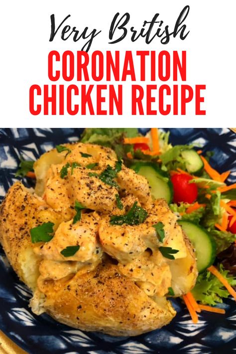 This British coronation chicken recipe is healthy and delicious. Serve it on a jacket potato, in a salad, or in a sandwich for a lovely lunch. British Chicken Recipes, Coronation Chicken Recipe British, English Food Recipes, Coronation Recipes, Packed Lunch Ideas For Adults, British Coronation, British Meals, Coronation Chicken Recipe, Best Ina Garten Recipes