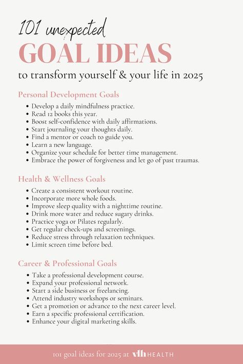 goal ideas for 2025 Habit Nest, Personal Goals List, New Year's Goals, Goal Inspiration, Personal Growth Goals, Life Goals List, Life Planner Organization, Goals List, Goal Ideas