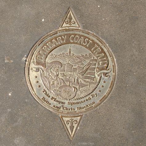 Barbary Coast Trail Bronze Medallions​. San Francisco, CA Barbary Coast, Manhole Cover, San Fran, The Bay Area, Travel Bucket, Bay Area, Got It, Cali, Street Art