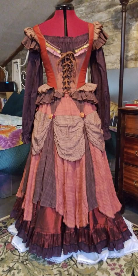 Ren Fair Skirt, Reinfare Outfits, Unique Ren Faire Costume, Pink Ren Faire Outfit, Vintage Halloween Corset For Larp, Orange Ren Faire Outfit, Renfaire Outfit Jester, Ren Faire Overdress, Ren Faire Witch