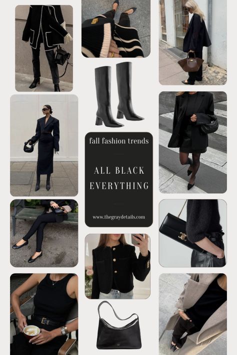 All Black Everything Fall Fashion, All Black Everything | Fall Fashion Trends, black outfit, black monochrome outfit idea, fall outfit idea, fall fashion trend Tall Black Boots Outfit Fall 2023, Modern Black T-shirt For Fall, Chic Black Fall Shirt, Fall2024 Fashion, Black Jeans Outfit Fall 2024, Boot Trends For Fall 2024, Black Monochrome Outfit, Everything Fall, Black Monochrome