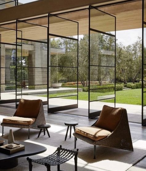 Clements Design, Glass Walls, Pivot Doors, Los Angeles Homes, Indoor Outdoor Living, Glass House, Beautiful Space, Architecture Model, Dream Home Design