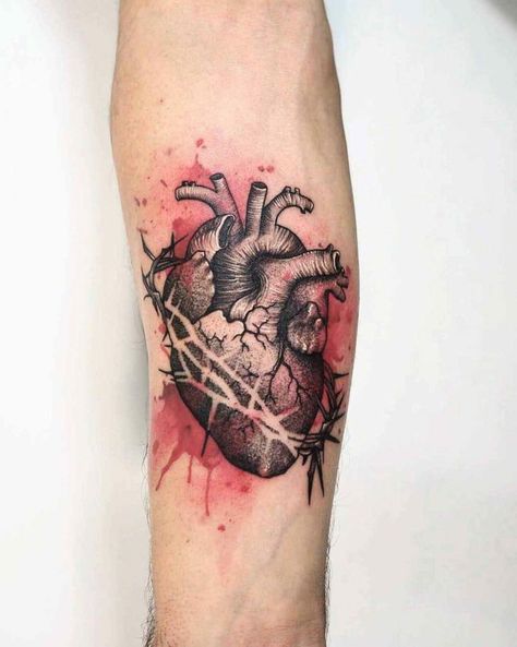 Real Heart Tattoos, Human Heart Tattoo, Realistic Heart Tattoo, Anatomical Heart Tattoo, Tattoo Heart, Heart Tattoo Designs, 3d Tattoos, Real Tattoo, Tattoo Outline