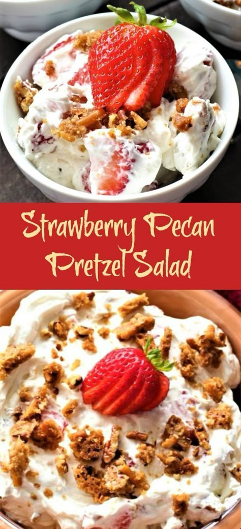 Pretzel Salad Recipe, Salad With Pecans, Strawberry Cheesecake Salad, Strawberry Pretzel Salad Recipe, Strawberry Salad Recipe, Strawberry Pretzel Dessert, Cooking Master, Pretzel Desserts, Strawberry Fluff