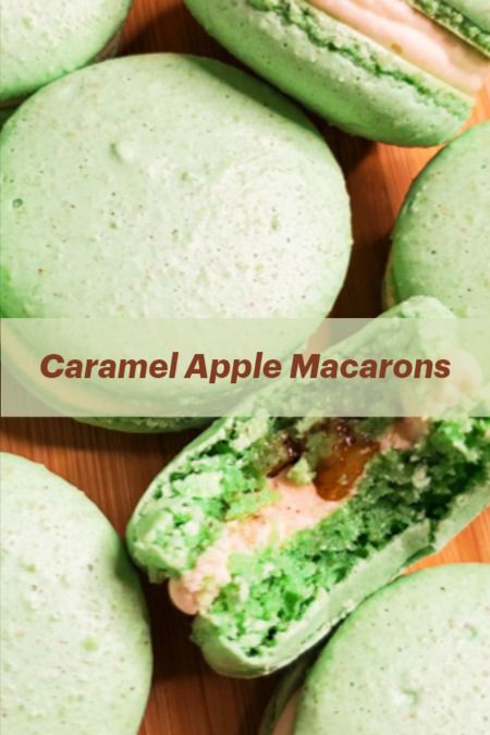 Caramelized apples and caramel buttercream frosting are sandwiched between lightly spiced macaron shells for a delicious fall treat. Caramel Apple Macaron Recipe, Apple Spice Macarons, Carmel Apple Macarons, Caramel Apple Macarons, Apple Pie Macarons, Maccarone Recipes, Thanksgiving Macarons, Apple Macarons, Fall Macarons